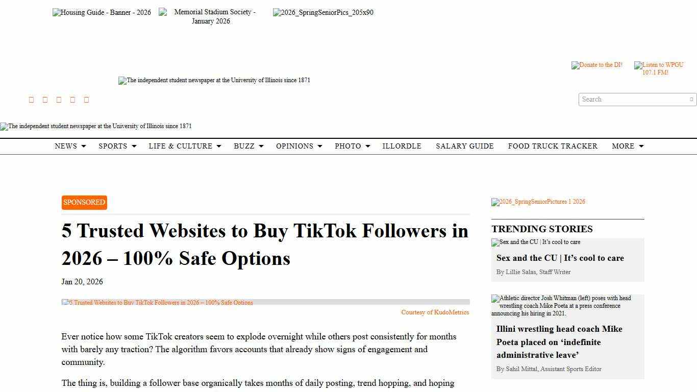 5 Trusted Sites to Buy TikTok Followers in 2026 (Safe Options) - The Daily Illini